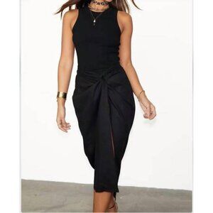 Never Fully Dressed Linen Jaspre Wrap Skirt - Black